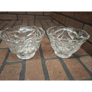 Anna Hutte Bleikristall Lead Crystal Oval Glass Bowl Candy Dish Pair